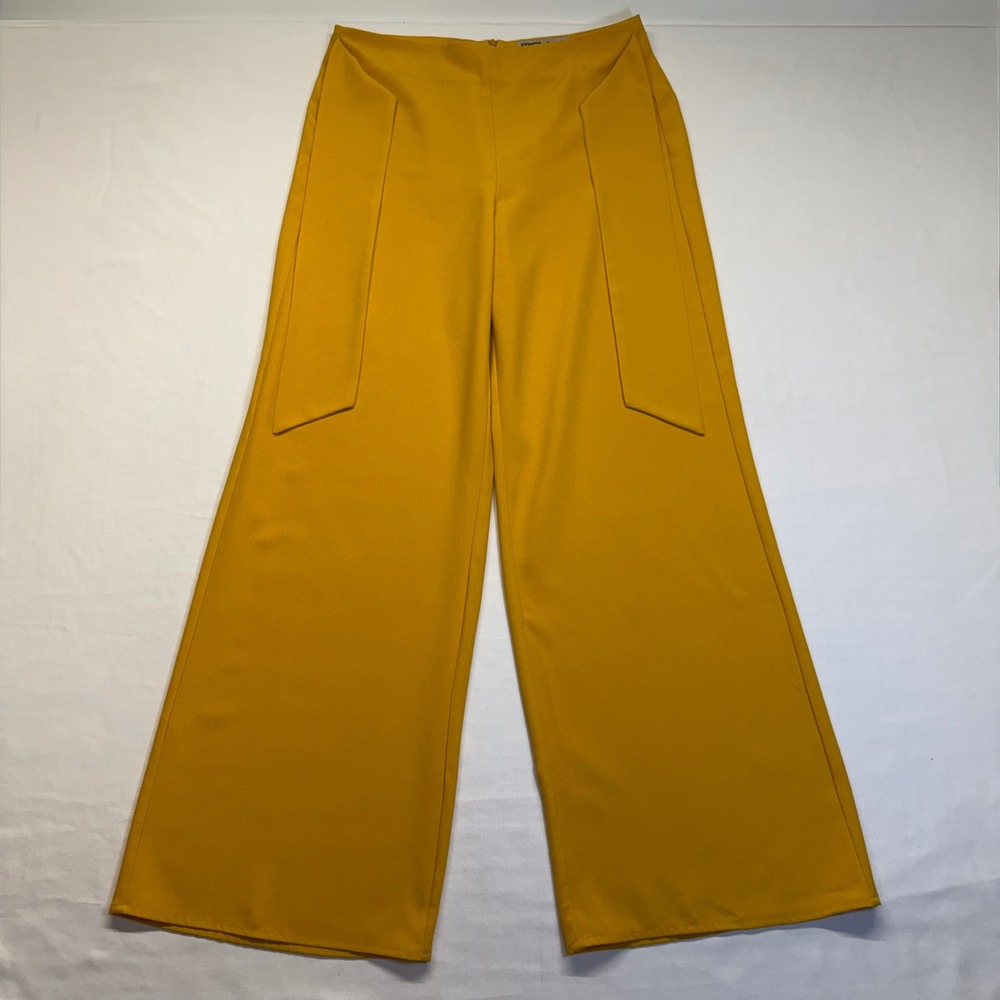 Gypsies & Moondust Mustard Yellow Wide Leg Palazzo Pants Tie Waist L Boho